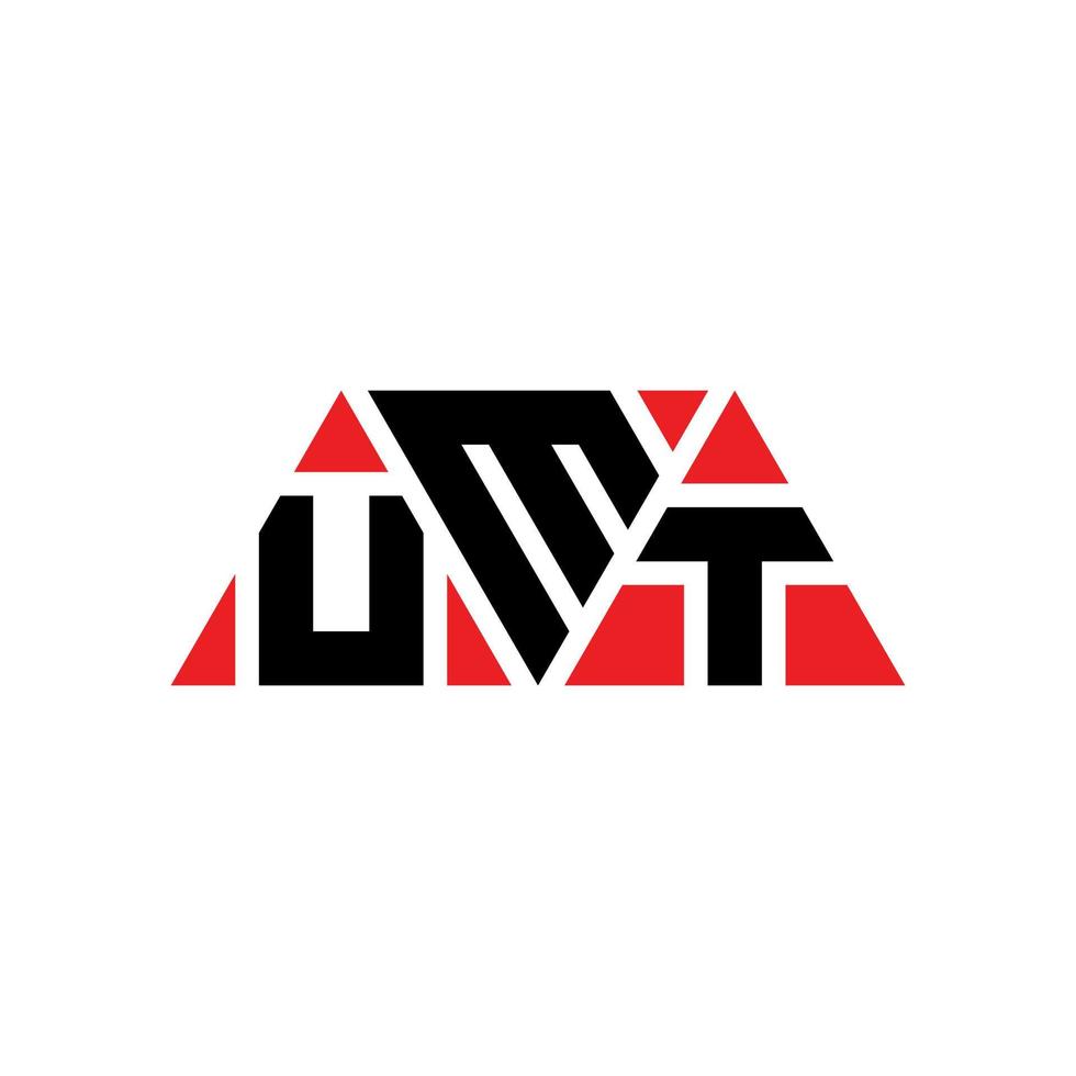 UMT triangle letter logo design with triangle shape. UMT triangle logo design monogram. UMT triangle vector logo template with red color. UMT triangular logo Simple, Elegant, and Luxurious Logo. UMT