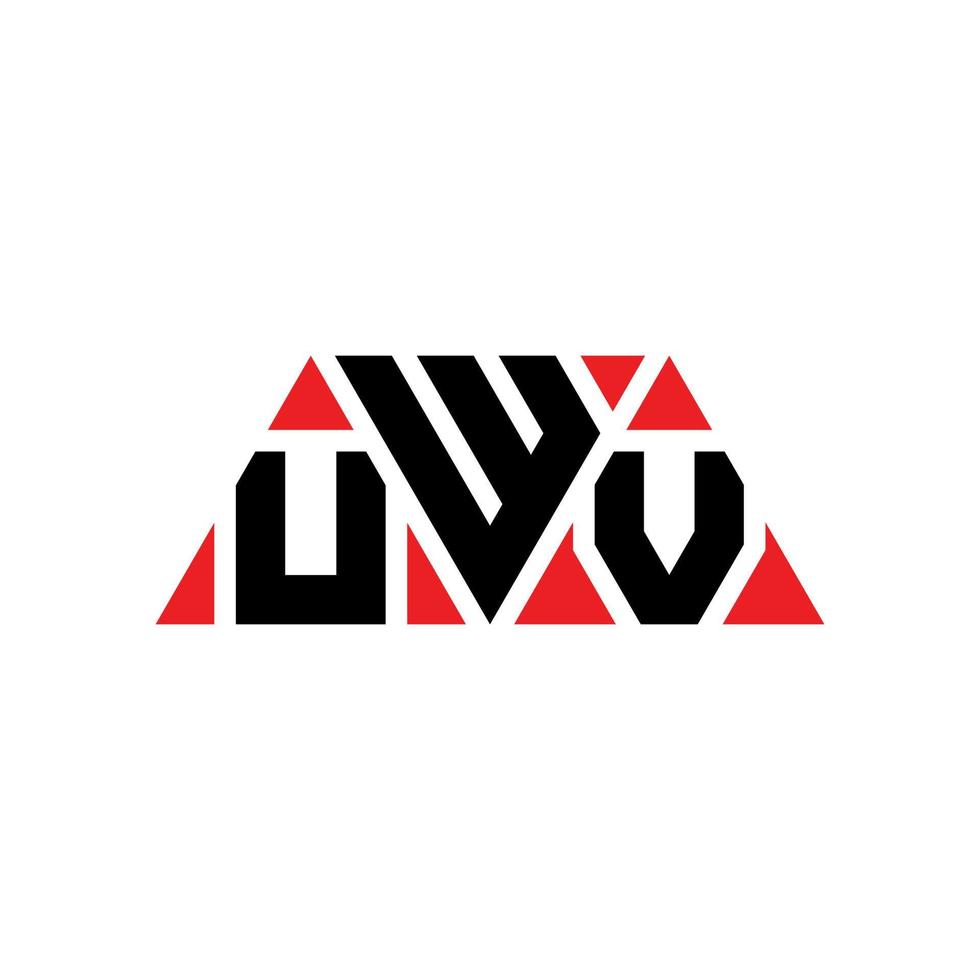 UWV triangle letter logo design with triangle shape. UWV triangle logo design monogram. UWV triangle vector logo template with red color. UWV triangular logo Simple, Elegant, and Luxurious Logo. UWV