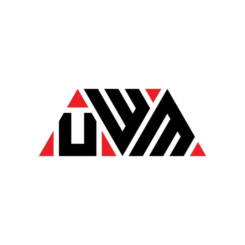 UWM triangle letter logo design with triangle shape. UWM triangle logo design monogram. UWM triangle vector logo template with red color. UWM triangular logo Simple, Elegant, and Luxurious Logo. UWM