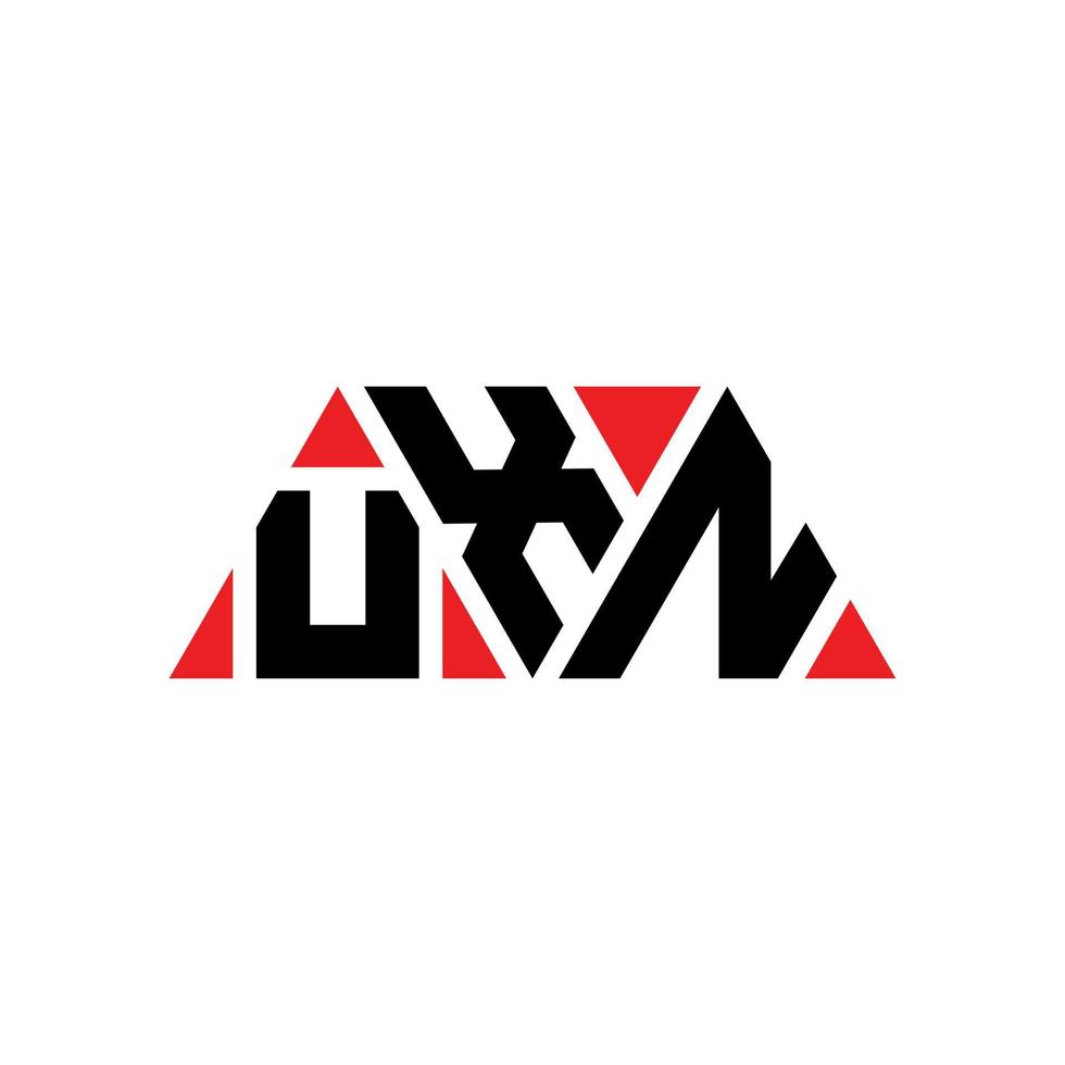 diseño de logotipo de letra triangular uxn con forma de triángulo. monograma de diseño del logotipo del triángulo uxn. plantilla de logotipo de vector de triángulo uxn con color rojo. logotipo triangular uxn logotipo simple, elegante y lujoso. uxn