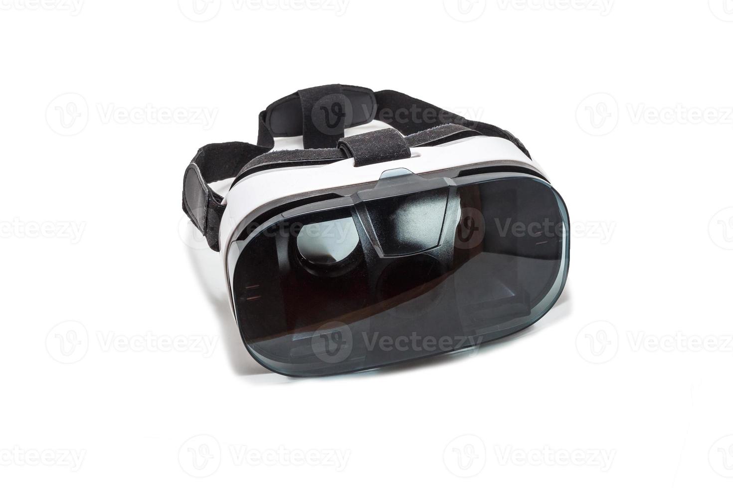 VR AR 360 virtual reality glasses cardboard for mobile phone isolated on white background. Device for watching movies for travel and entertainment in 3d space. photo