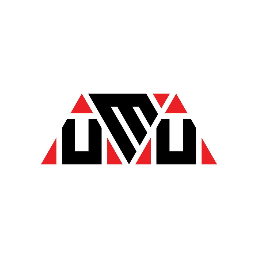 UMU triangle letter logo design with triangle shape. UMU triangle logo design monogram. UMU triangle vector logo template with red color. UMU triangular logo Simple, Elegant, and Luxurious Logo. UMU