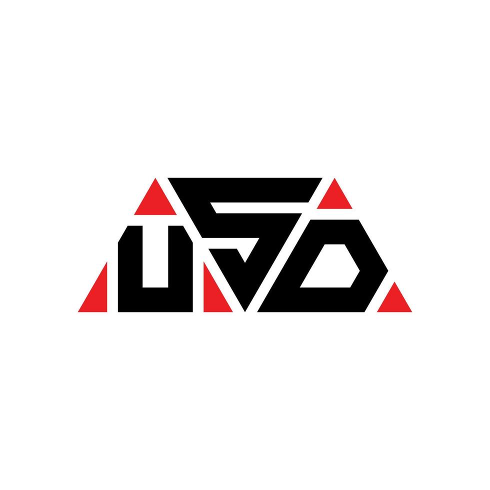 USD triangle letter logo design with triangle shape. USD triangle logo design monogram. USD triangle vector logo template with red color. USD triangular logo Simple, Elegant, and Luxurious Logo. USD