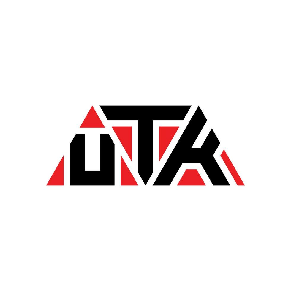 diseño de logotipo de letra de triángulo utk con forma de triángulo. monograma de diseño de logotipo de triángulo utk. plantilla de logotipo de vector de triángulo utk con color rojo. logotipo triangular utk logotipo simple, elegante y lujoso. Reino Unido