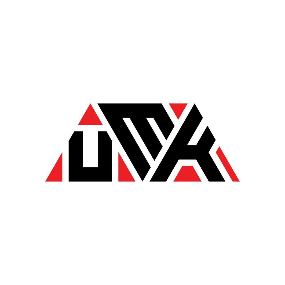 diseño de logotipo de letra de triángulo umk con forma de triángulo. monograma de diseño de logotipo de triángulo umk. plantilla de logotipo de vector de triángulo umk con color rojo. logotipo triangular umk logotipo simple, elegante y lujoso. umk