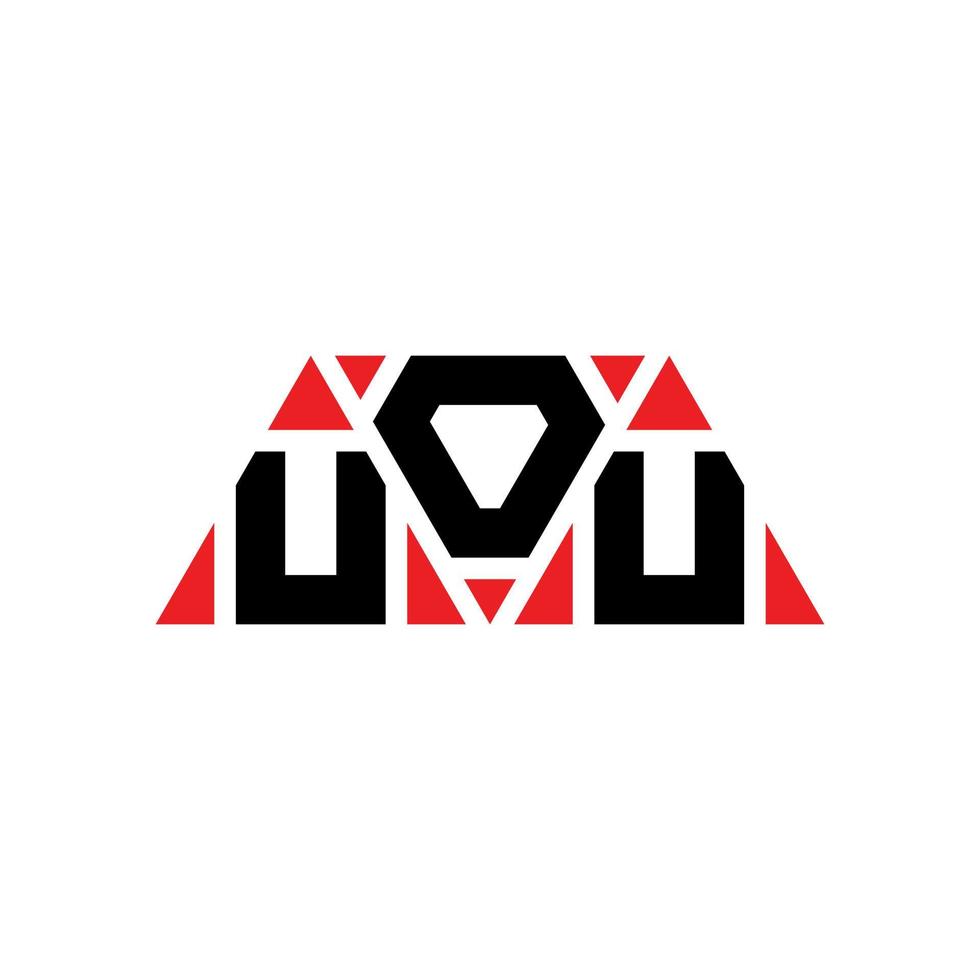 UOU triangle letter logo design with triangle shape. UOU triangle logo design monogram. UOU triangle vector logo template with red color. UOU triangular logo Simple, Elegant, and Luxurious Logo. UOU