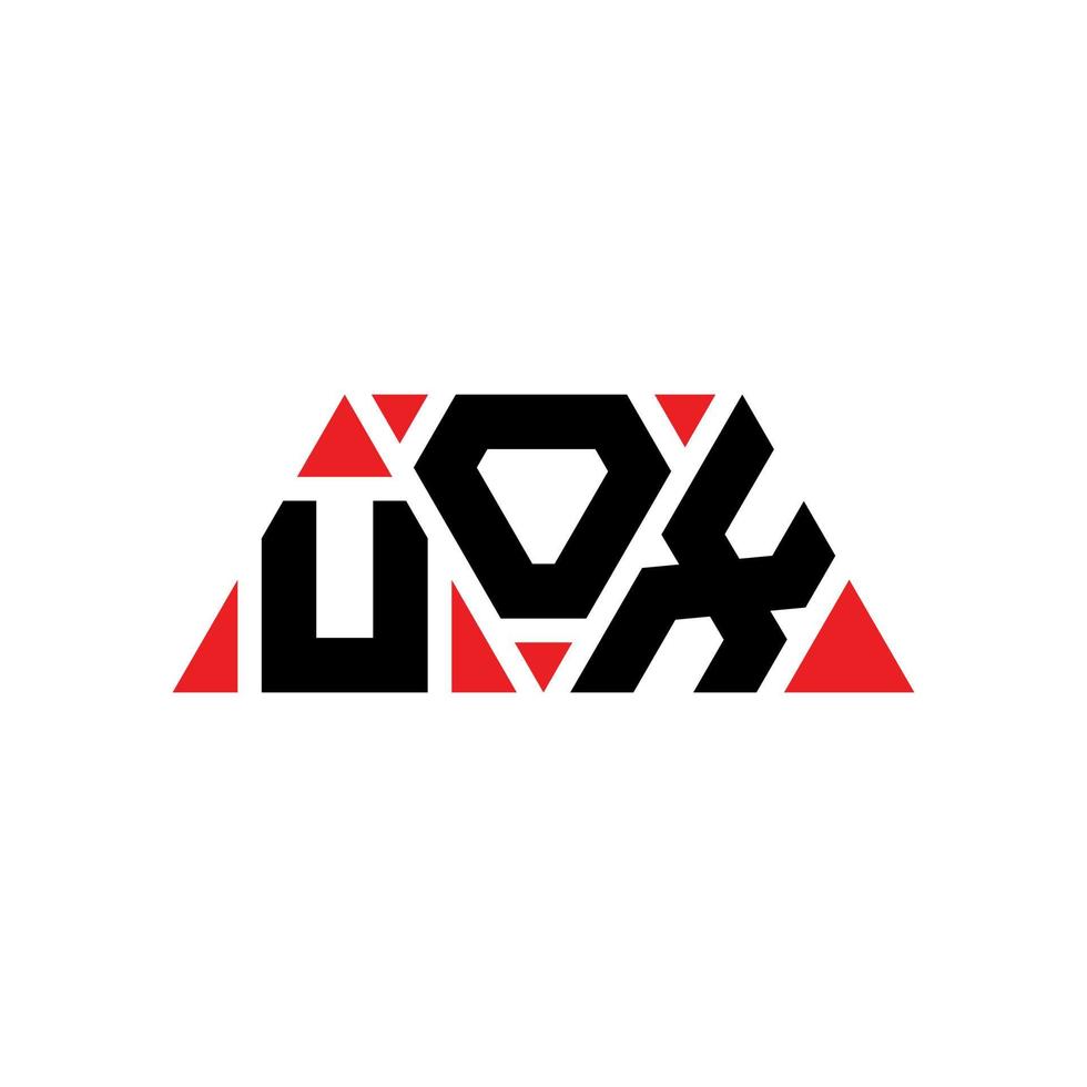 diseño de logotipo de letra triangular uox con forma de triángulo. monograma de diseño del logotipo del triángulo uox. plantilla de logotipo de vector de triángulo uox con color rojo. logotipo triangular uox logotipo simple, elegante y lujoso. uox