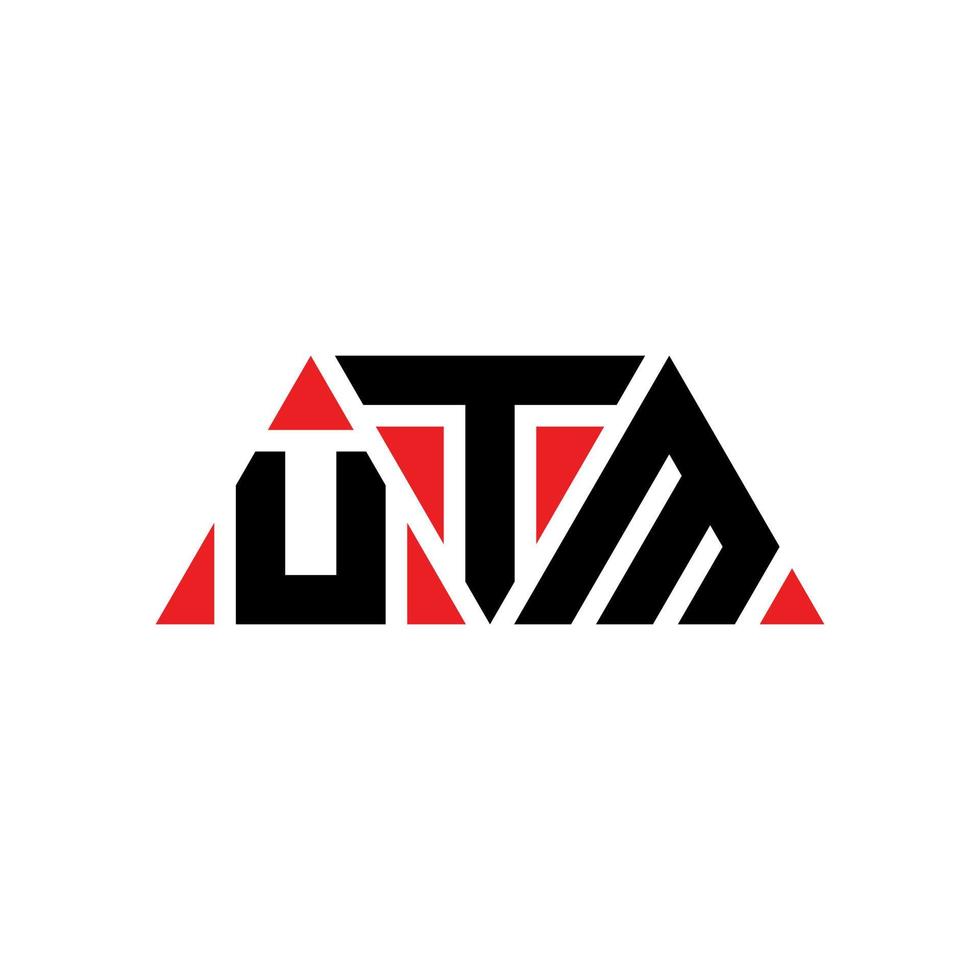 UTM triangle letter logo design with triangle shape. UTM triangle logo design monogram. UTM triangle vector logo template with red color. UTM triangular logo Simple, Elegant, and Luxurious Logo. UTM