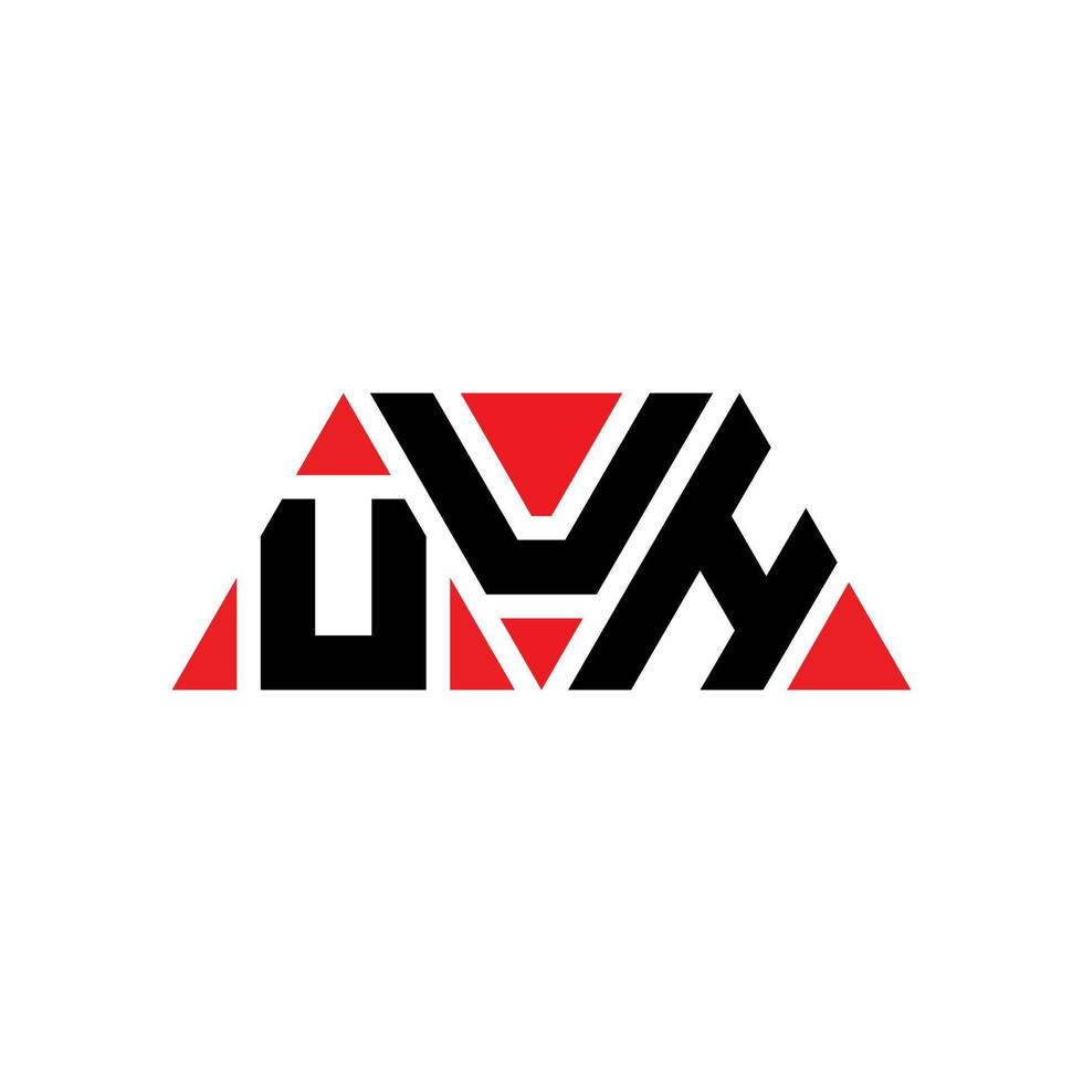 UUH triangle letter logo design with triangle shape. UUH triangle logo design monogram. UUH triangle vector logo template with red color. UUH triangular logo Simple, Elegant, and Luxurious Logo. UUH