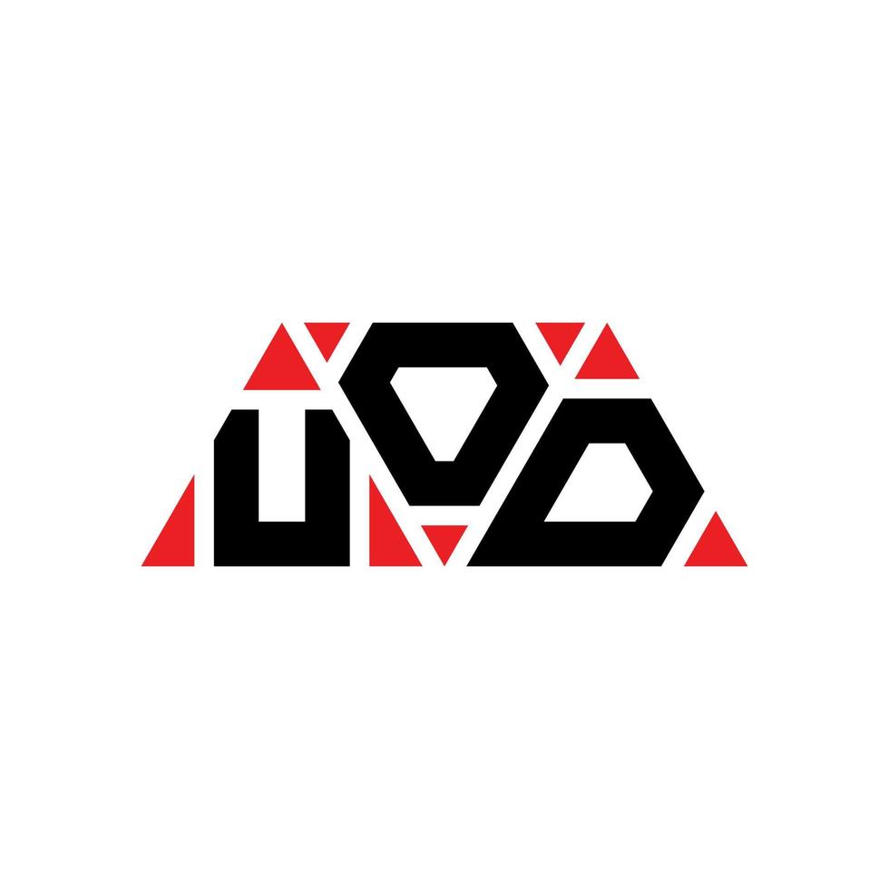 diseño de logotipo de letra triangular uod con forma de triángulo. monograma de diseño de logotipo de triángulo uod. plantilla de logotipo de vector de triángulo uod con color rojo. logotipo triangular uod logotipo simple, elegante y lujoso. uod