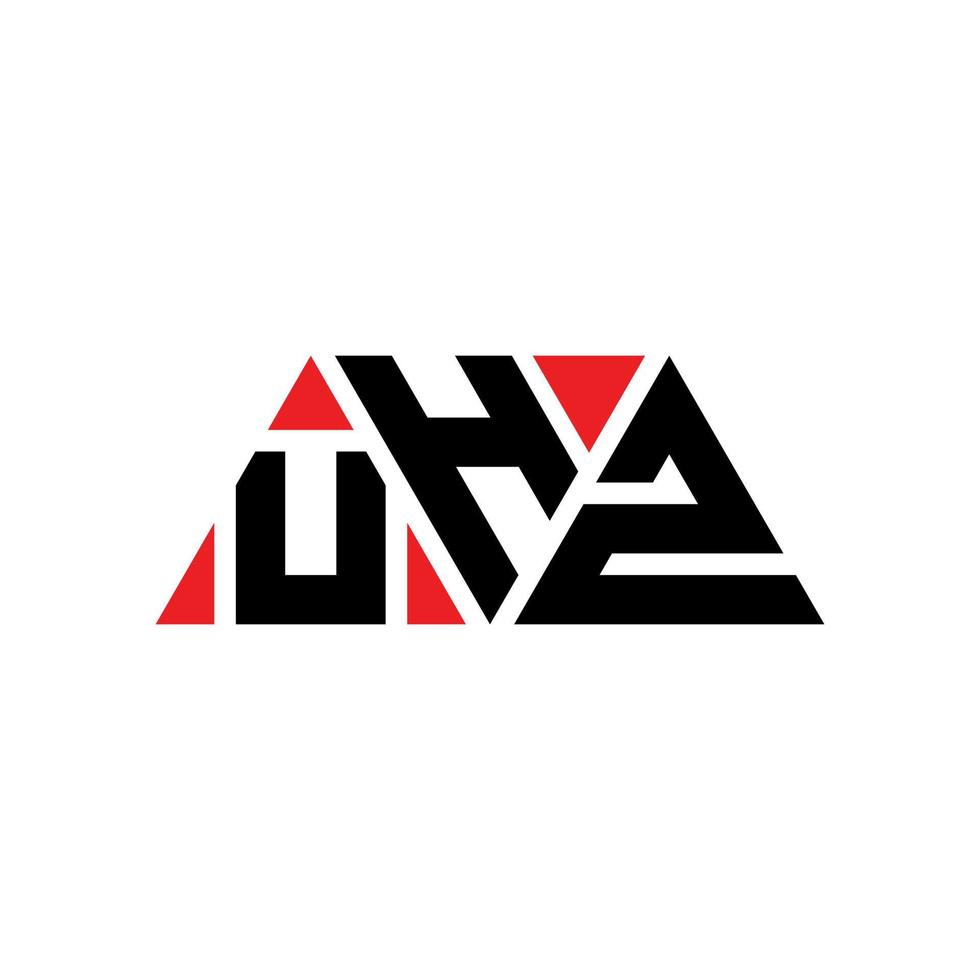 UHZ triangle letter logo design with triangle shape. UHZ triangle logo design monogram. UHZ triangle vector logo template with red color. UHZ triangular logo Simple, Elegant, and Luxurious Logo. UHZ