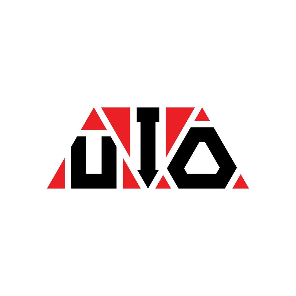 UIO triangle letter logo design with triangle shape. UIO triangle logo design monogram. UIO triangle vector logo template with red color. UIO triangular logo Simple, Elegant, and Luxurious Logo. UIO