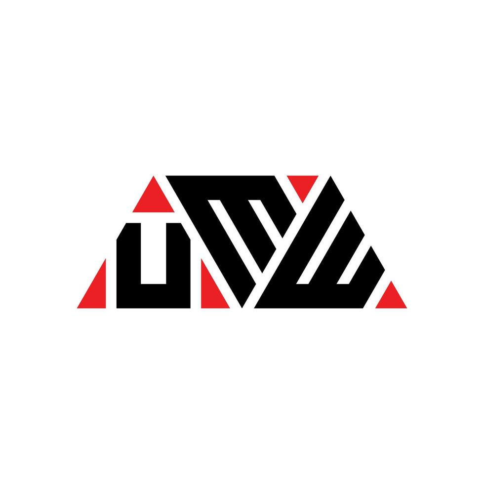 UMW triangle letter logo design with triangle shape. UMW triangle logo design monogram. UMW triangle vector logo template with red color. UMW triangular logo Simple, Elegant, and Luxurious Logo. UMW
