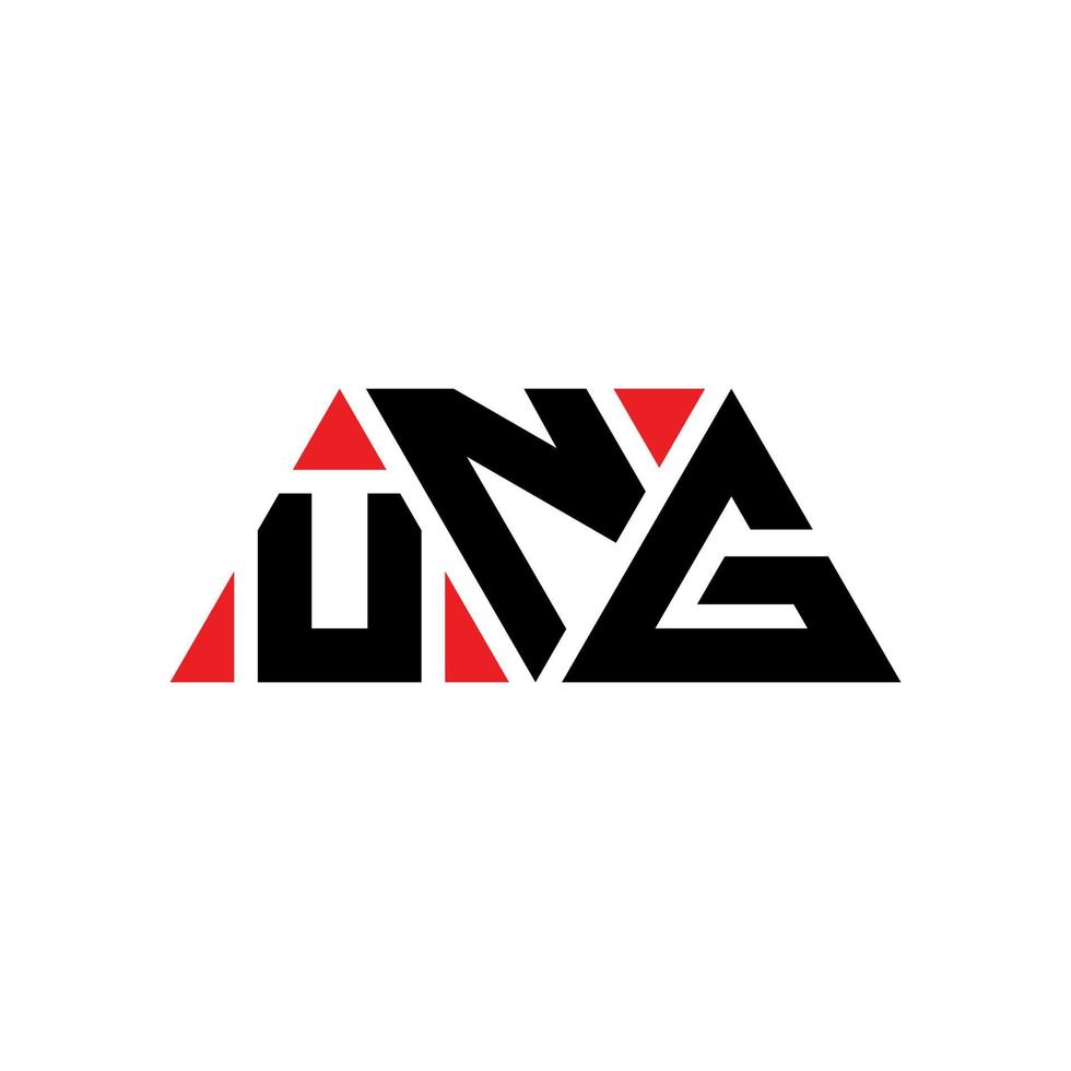 UNG triangle letter logo design with triangle shape. UNG triangle logo design monogram. UNG triangle vector logo template with red color. UNG triangular logo Simple, Elegant, and Luxurious Logo. UNG