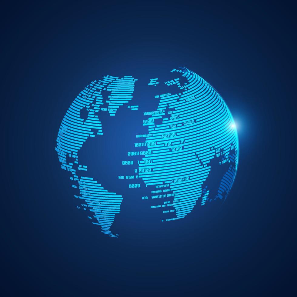 futuristic binary globe vector