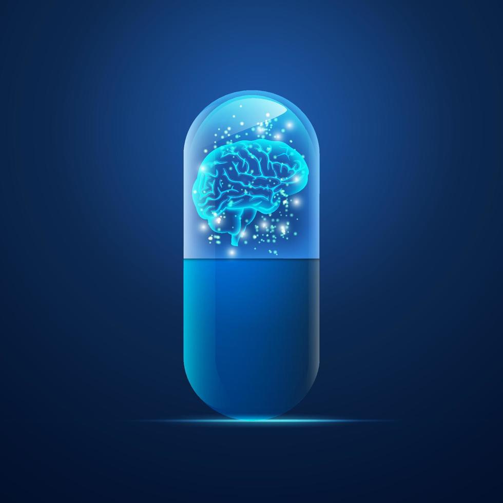 brain disease pill vector