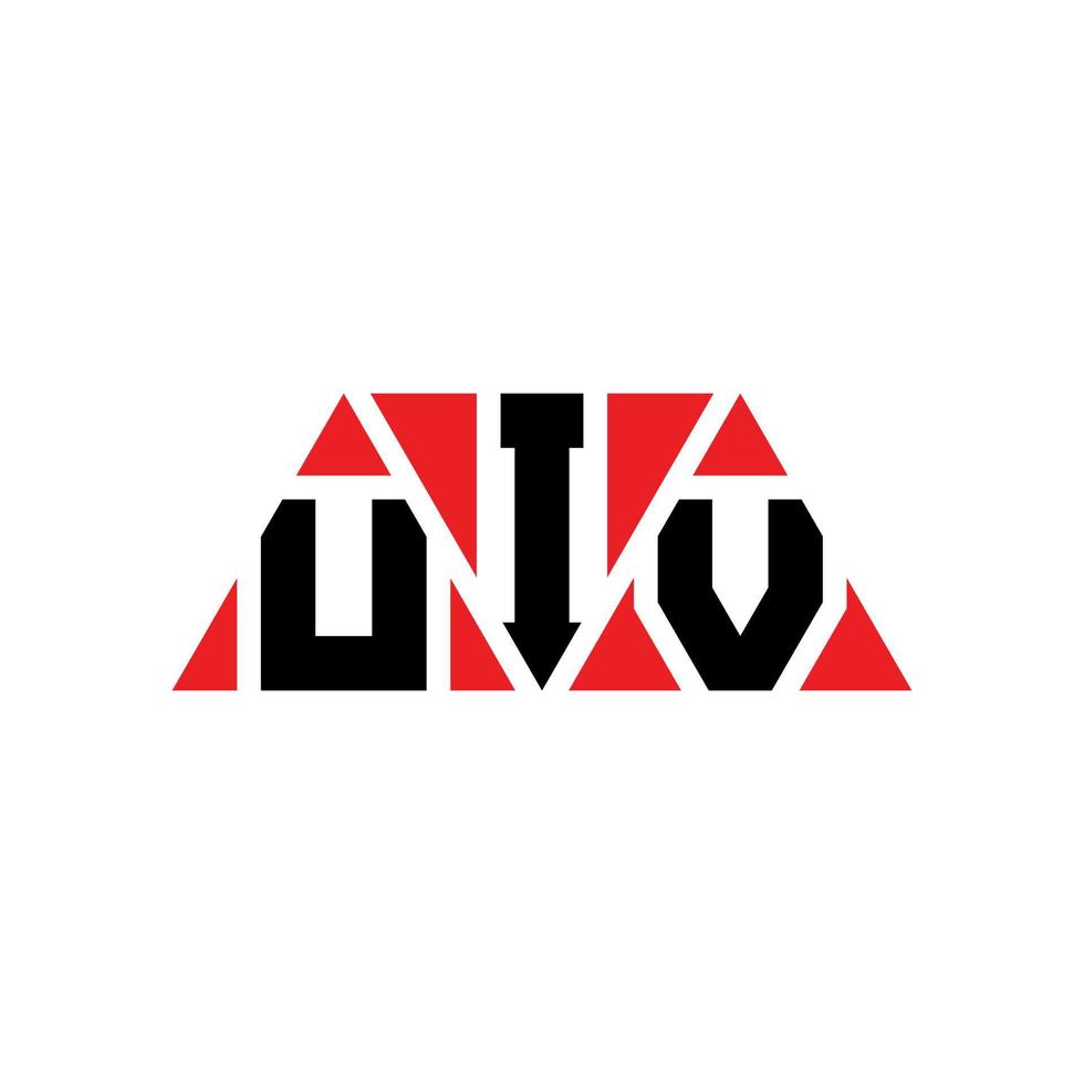 UIV triangle letter logo design with triangle shape. UIV triangle logo design monogram. UIV triangle vector logo template with red color. UIV triangular logo Simple, Elegant, and Luxurious Logo. UIV
