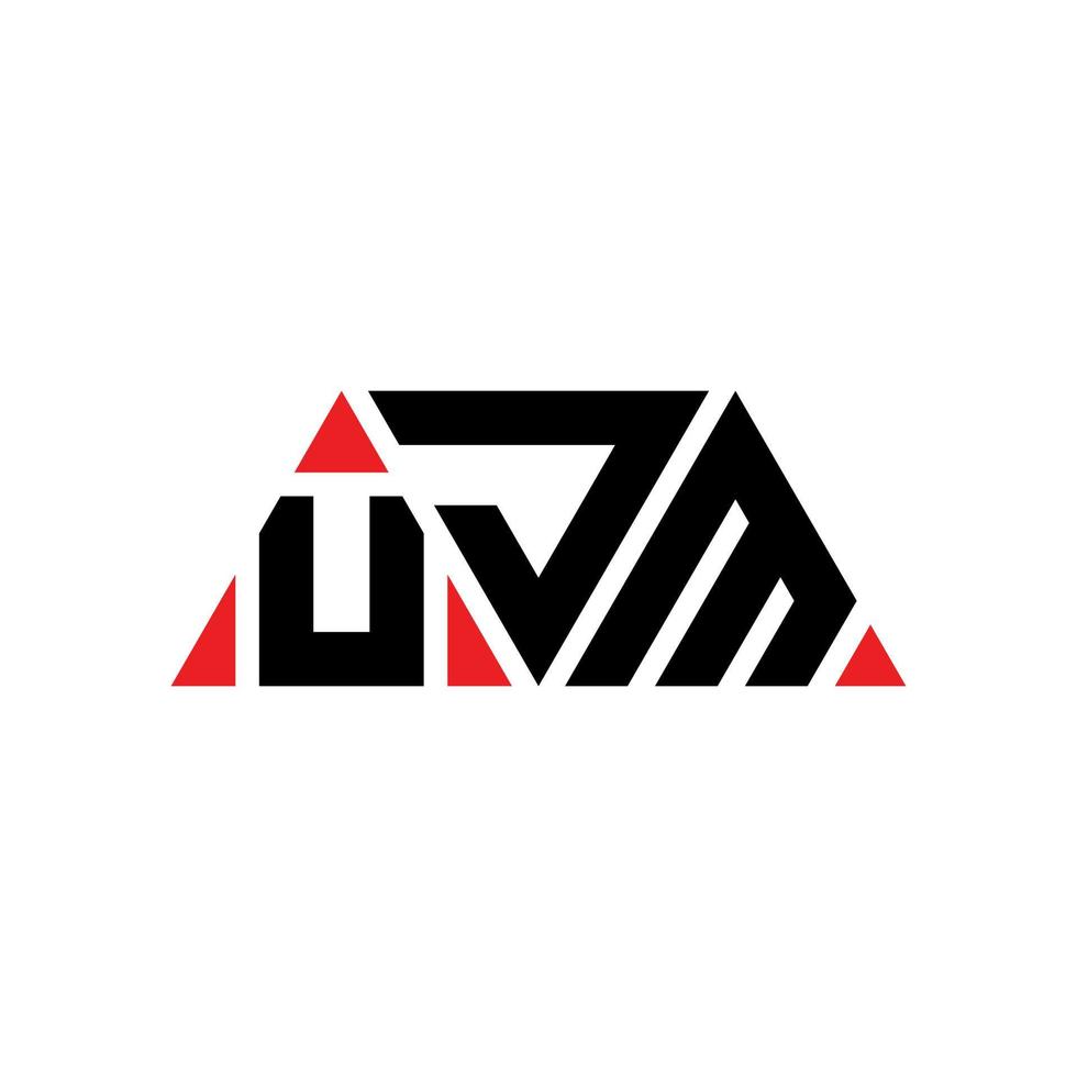 UJM triangle letter logo design with triangle shape. UJM triangle logo design monogram. UJM triangle vector logo template with red color. UJM triangular logo Simple, Elegant, and Luxurious Logo. UJM