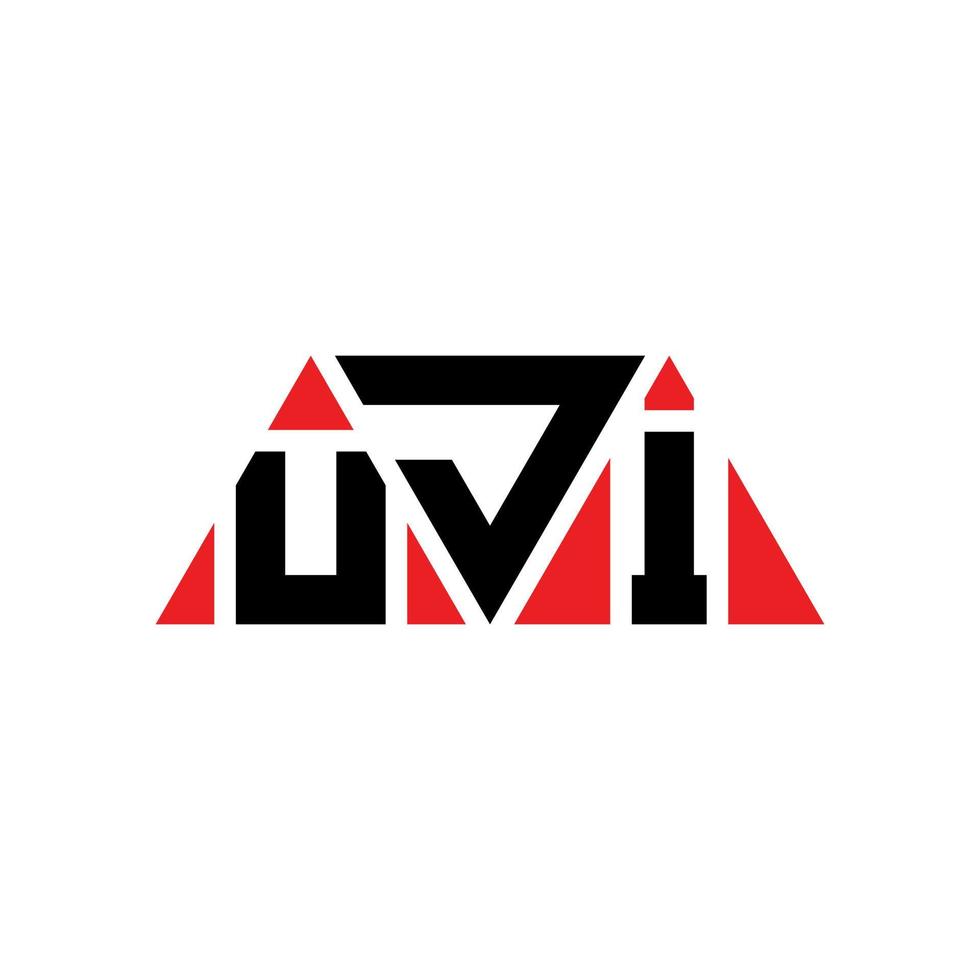 UJI triangle letter logo design with triangle shape. UJI triangle logo design monogram. UJI triangle vector logo template with red color. UJI triangular logo Simple, Elegant, and Luxurious Logo. UJI