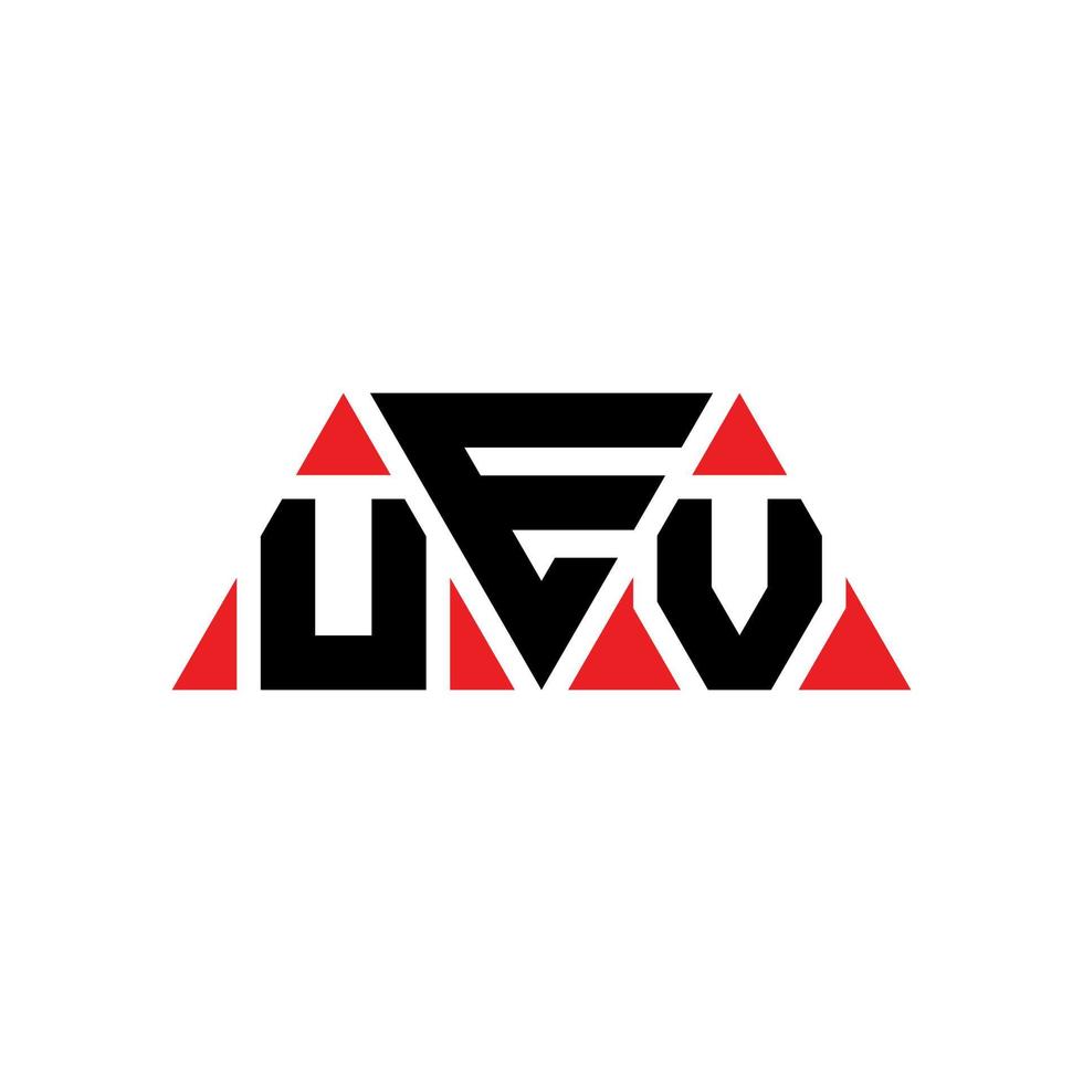 diseño de logotipo de letra triangular uev con forma de triángulo. monograma de diseño del logotipo del triángulo uev. plantilla de logotipo de vector de triángulo uev con color rojo. logotipo triangular uev logotipo simple, elegante y lujoso. uev