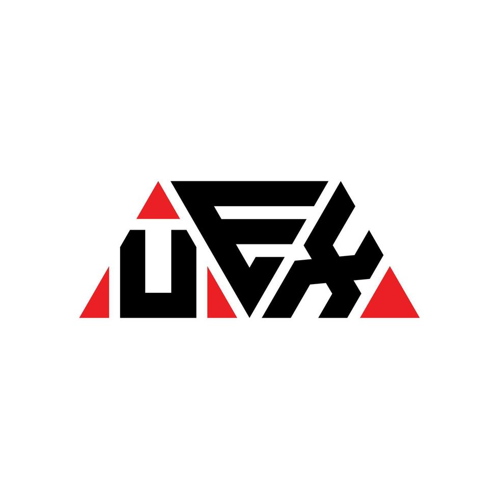 UEX triangle letter logo design with triangle shape. UEX triangle logo design monogram. UEX triangle vector logo template with red color. UEX triangular logo Simple, Elegant, and Luxurious Logo. UEX