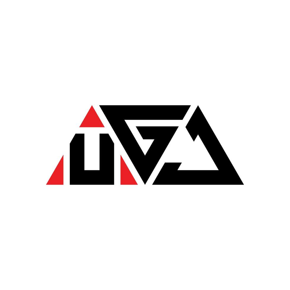UGJ triangle letter logo design with triangle shape. UGJ triangle logo design monogram. UGJ triangle vector logo template with red color. UGJ triangular logo Simple, Elegant, and Luxurious Logo. UGJ