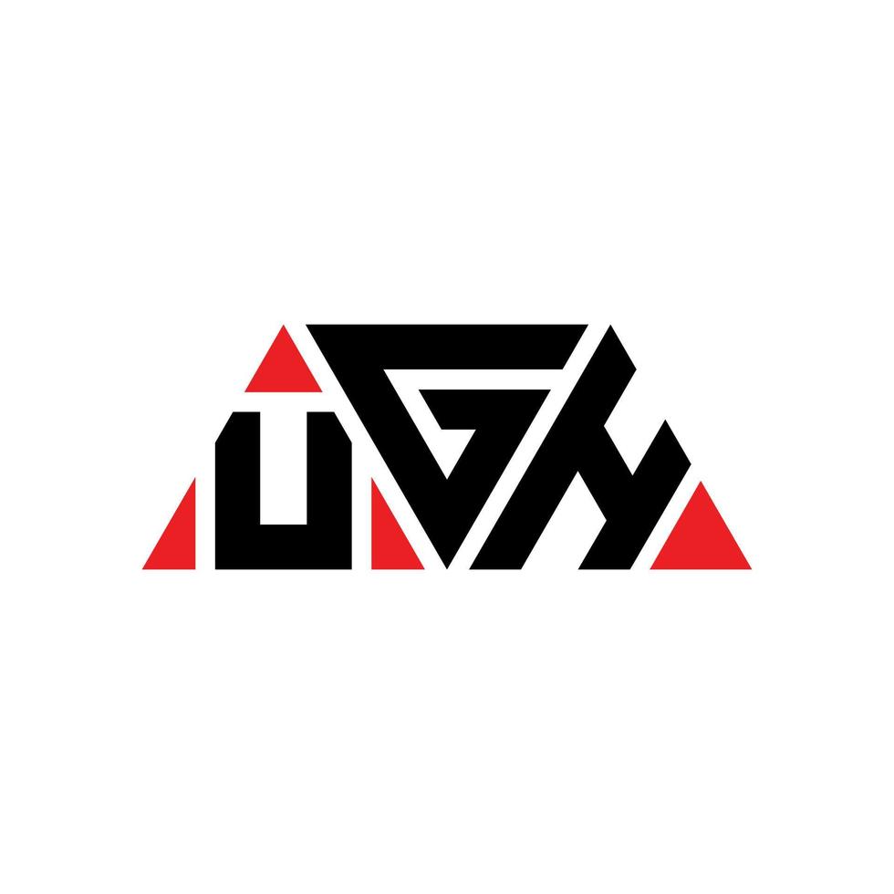 UGH triangle letter logo design with triangle shape. UGH triangle logo design monogram. UGH triangle vector logo template with red color. UGH triangular logo Simple, Elegant, and Luxurious Logo. UGH