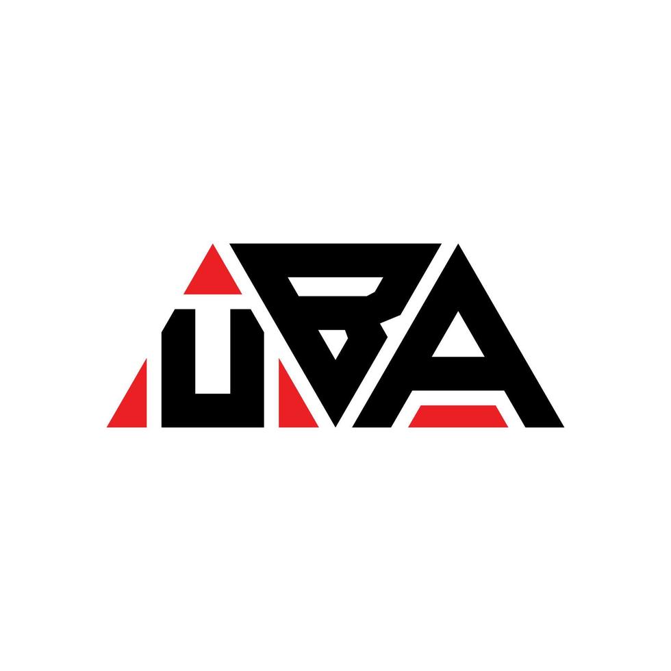 UBA triangle letter logo design with triangle shape. UBA triangle logo design monogram. UBA triangle vector logo template with red color. UBA triangular logo Simple, Elegant, and Luxurious Logo. UBA