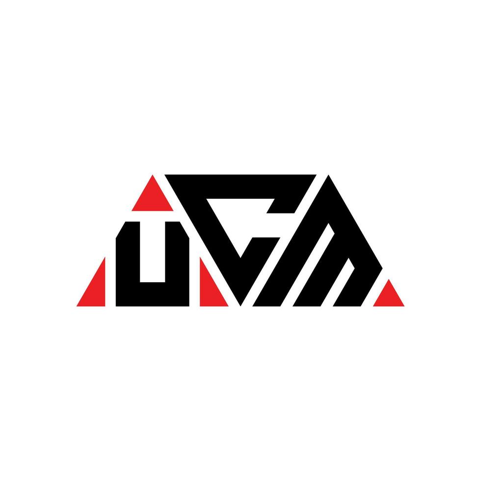 diseño de logotipo de letra triangular ucm con forma de triángulo. monograma de diseño del logotipo del triángulo ucm. plantilla de logotipo de vector de triángulo ucm con color rojo. logotipo triangular ucm logotipo simple, elegante y lujoso. ucm