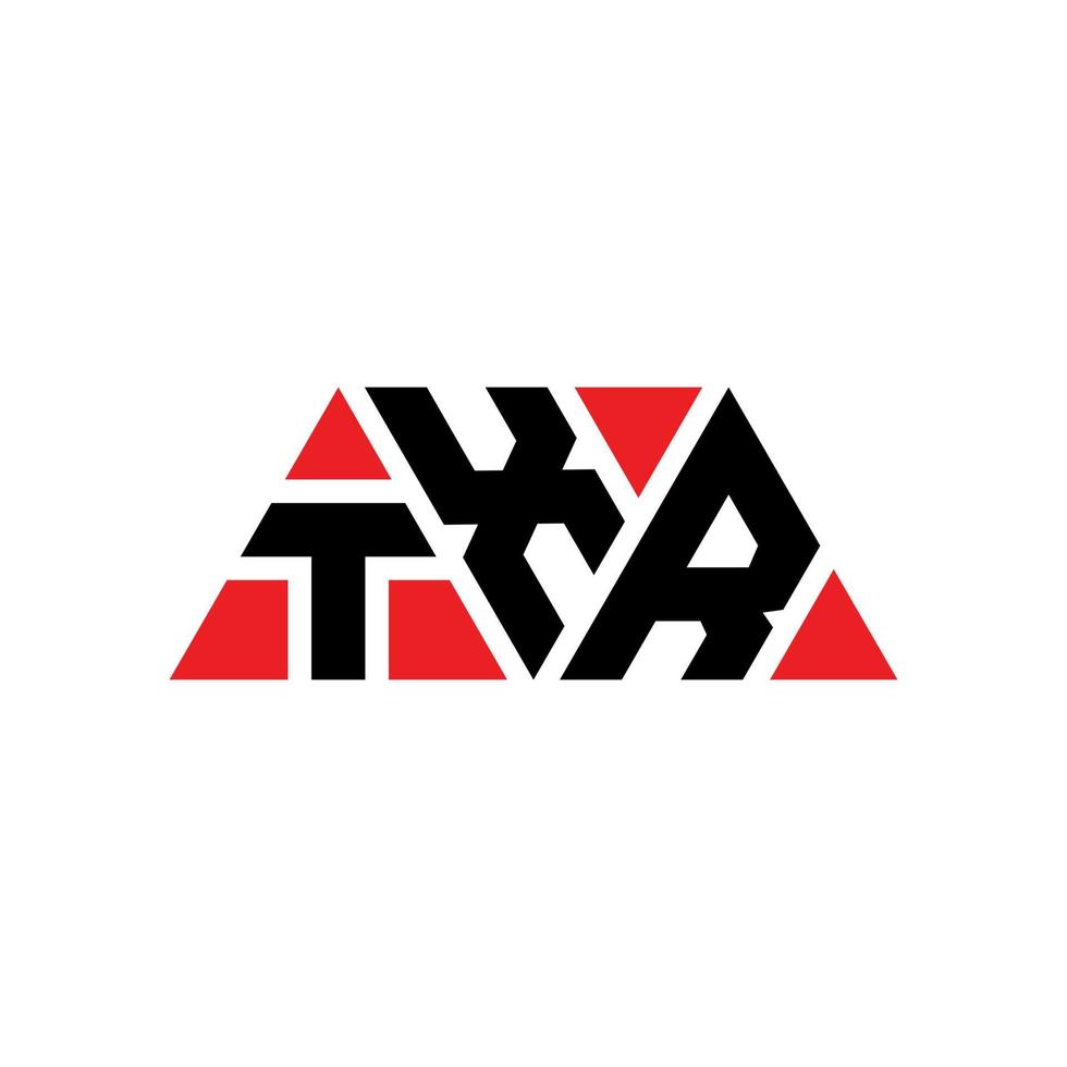 TXR triangle letter logo design with triangle shape. TXR triangle logo design monogram. TXR triangle vector logo template with red color. TXR triangular logo Simple, Elegant, and Luxurious Logo. TXR