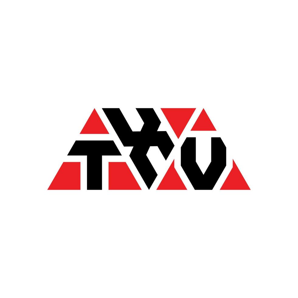 diseño de logotipo de letra triangular txv con forma de triángulo. monograma de diseño de logotipo de triángulo txv. plantilla de logotipo de vector de triángulo txv con color rojo. logotipo triangular txv logotipo simple, elegante y lujoso. txv