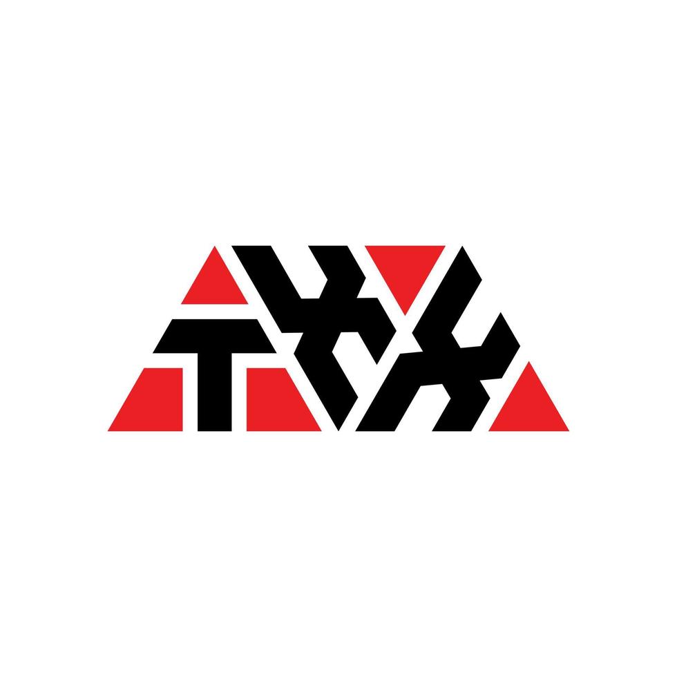 diseño de logotipo de letra triangular txx con forma de triángulo. monograma de diseño del logotipo del triángulo txx. plantilla de logotipo de vector de triángulo txx con color rojo. logotipo triangular txx logotipo simple, elegante y lujoso. txx