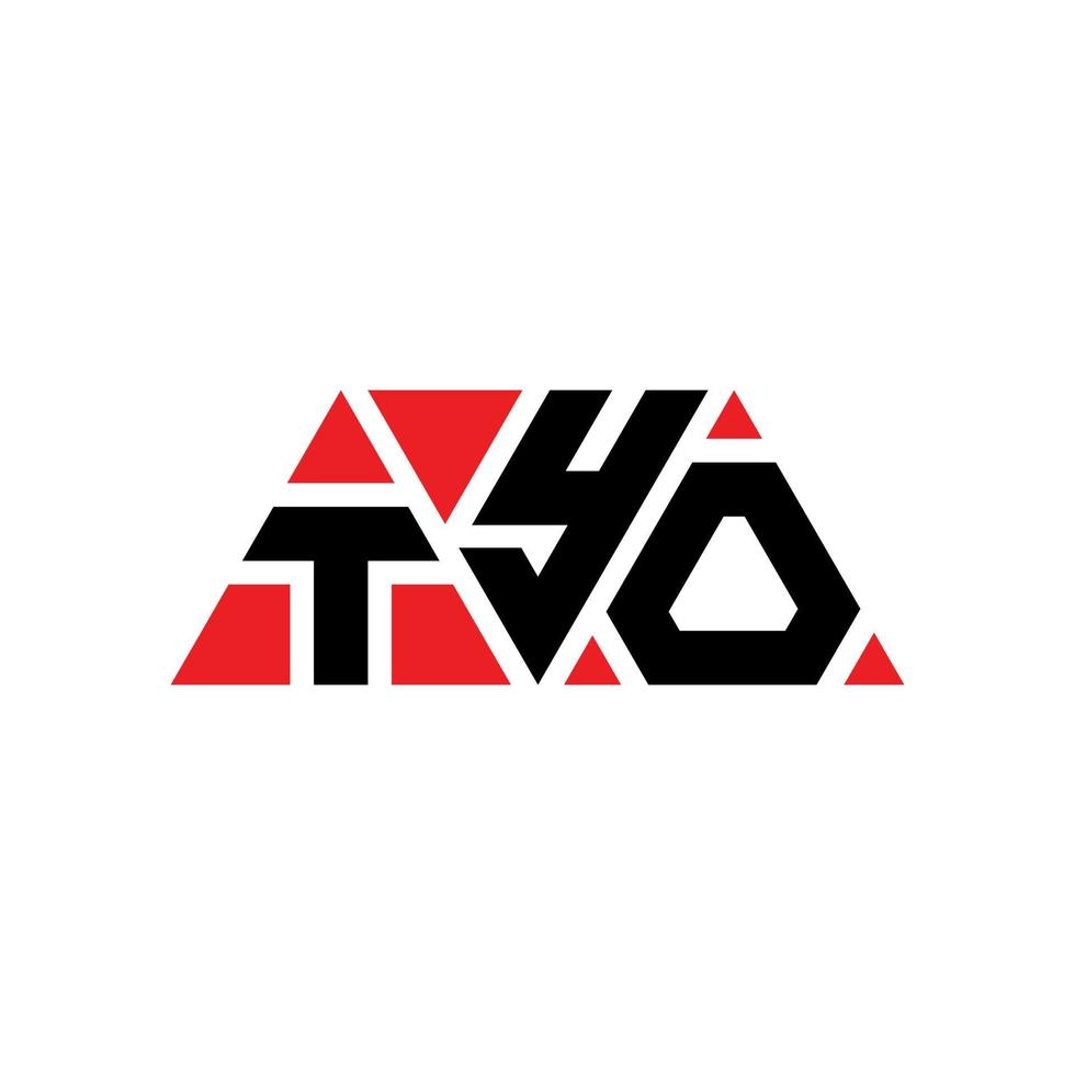 TYO triangle letter logo design with triangle shape. TYO triangle logo design monogram. TYO triangle vector logo template with red color. TYO triangular logo Simple, Elegant, and Luxurious Logo. TYO