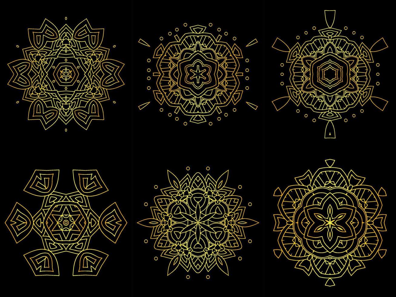 gold mandala ornament vector
