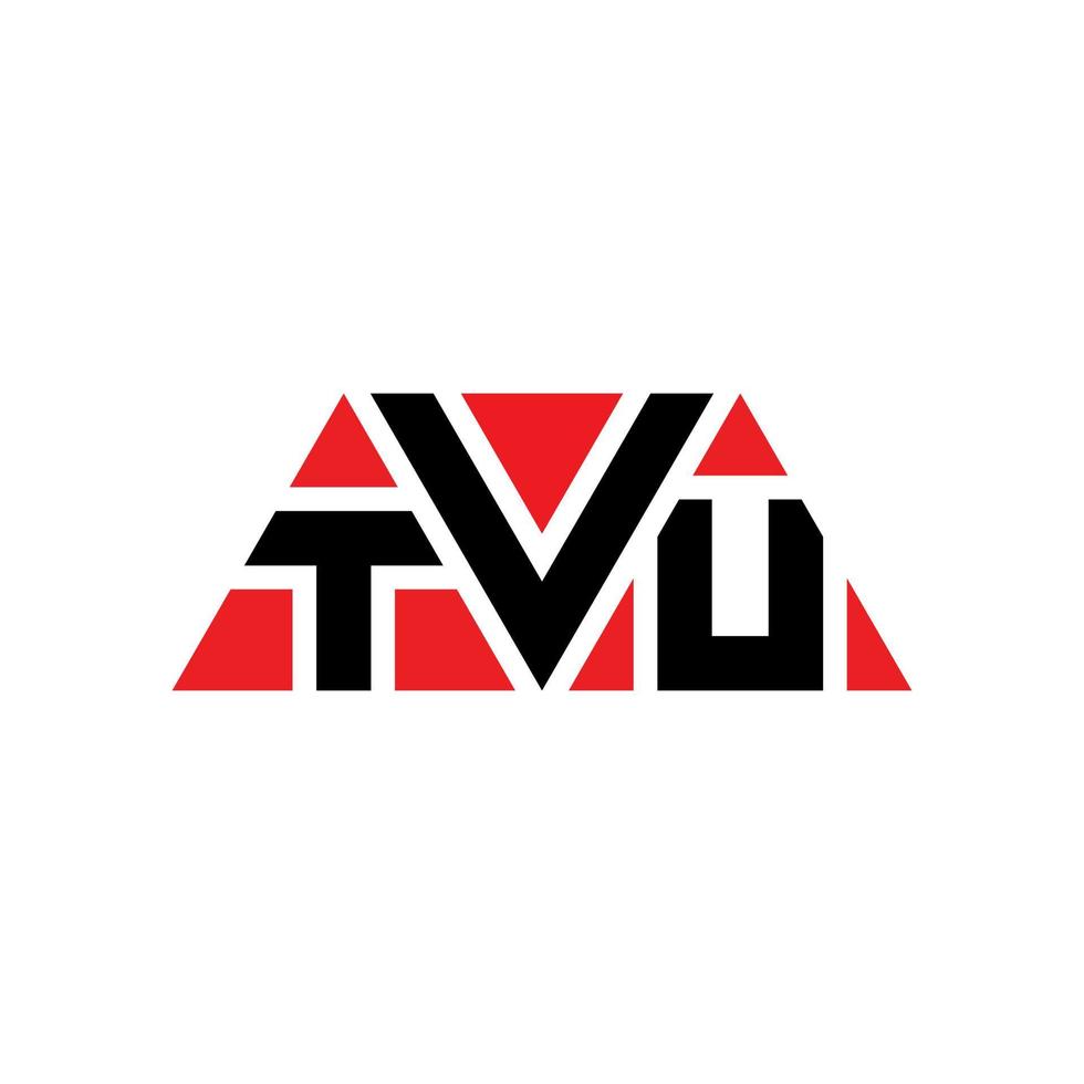 TVU triangle letter logo design with triangle shape. TVU triangle logo design monogram. TVU triangle vector logo template with red color. TVU triangular logo Simple, Elegant, and Luxurious Logo. TVU