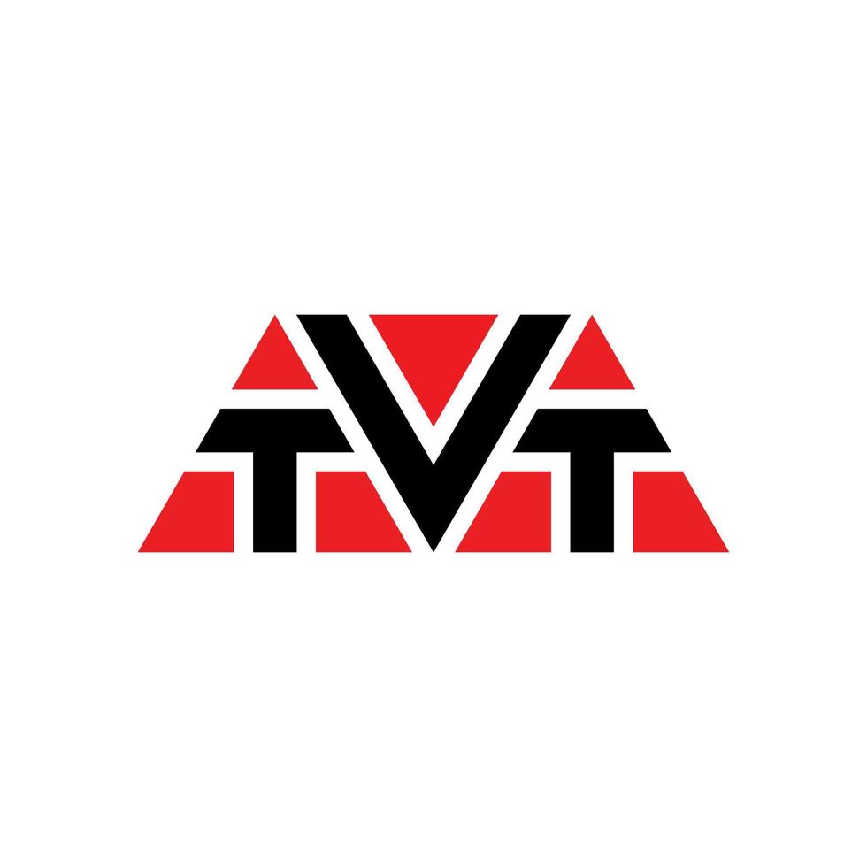 TVT triangle letter logo design with triangle shape. TVT triangle logo design monogram. TVT triangle vector logo template with red color. TVT triangular logo Simple, Elegant, and Luxurious Logo. TVT