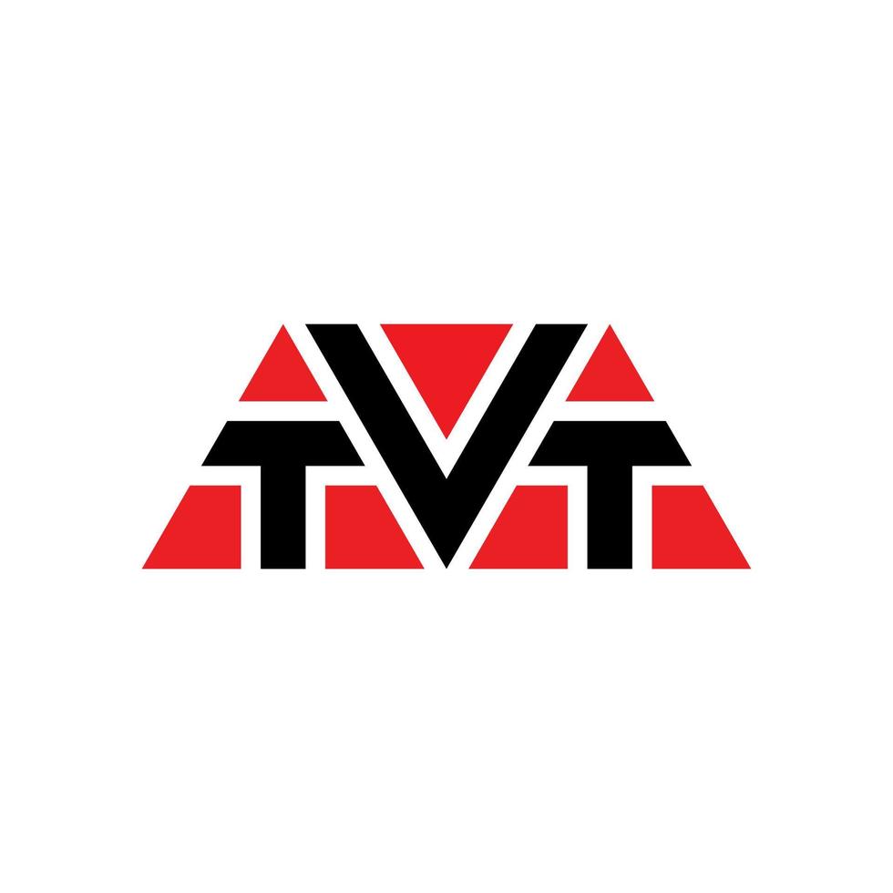 diseño de logotipo de letra de triángulo tvt con forma de triángulo. monograma de diseño del logotipo del triángulo tvt. plantilla de logotipo de vector de triángulo tvt con color rojo. logo triangular tvt logo simple, elegante y lujoso. televisión