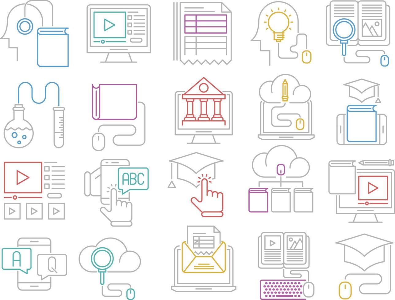 Set of Vector Icons Related to Online education.