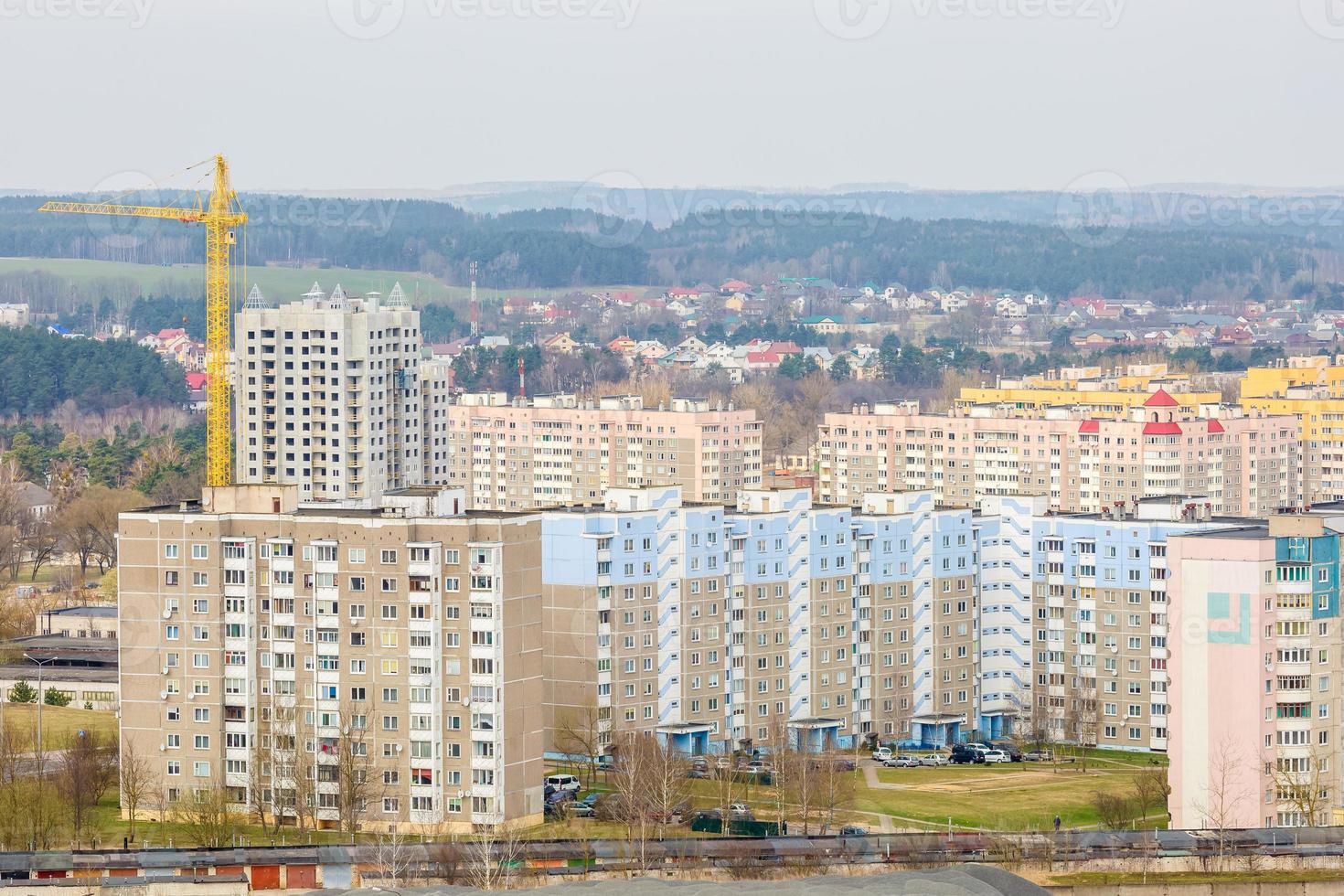 panorama of a residential quarter of a large city from a bird's eye view photo