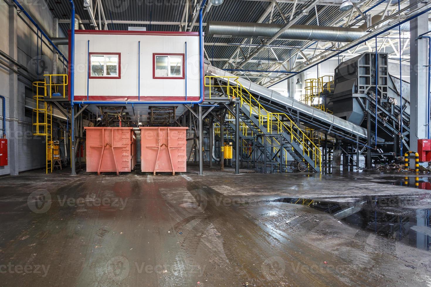 Modern waste recycling processing plant. Separate garbage collection. Recycling and storage of waste for further disposal. photo