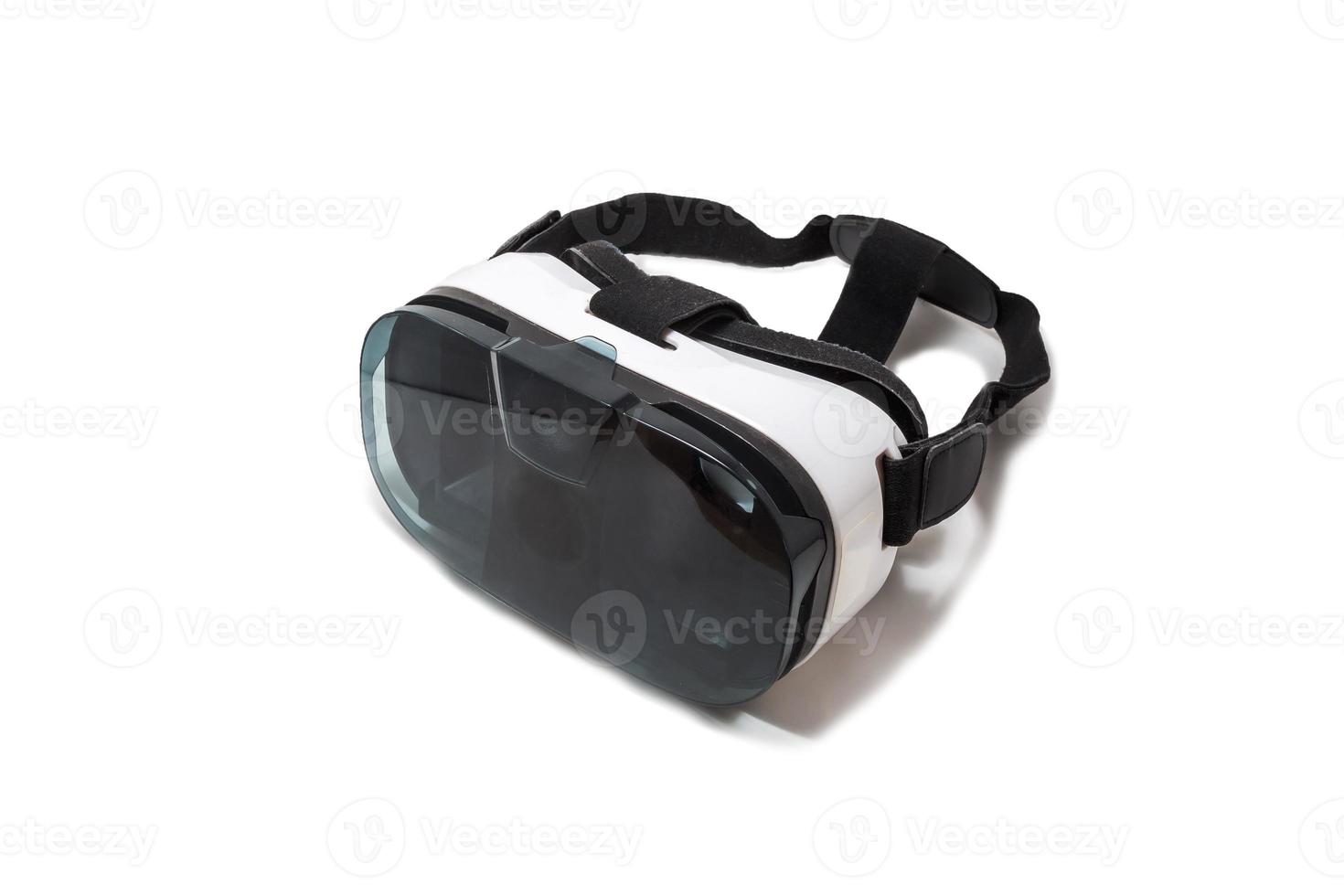 VR AR 360 virtual reality glasses cardboard for mobile phone isolated on white background. Device for watching movies for travel and entertainment in 3d space. photo