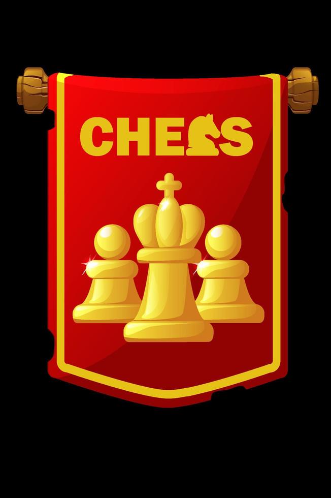 Red award pennant for game design with chess pieces. Chess award icon. vector