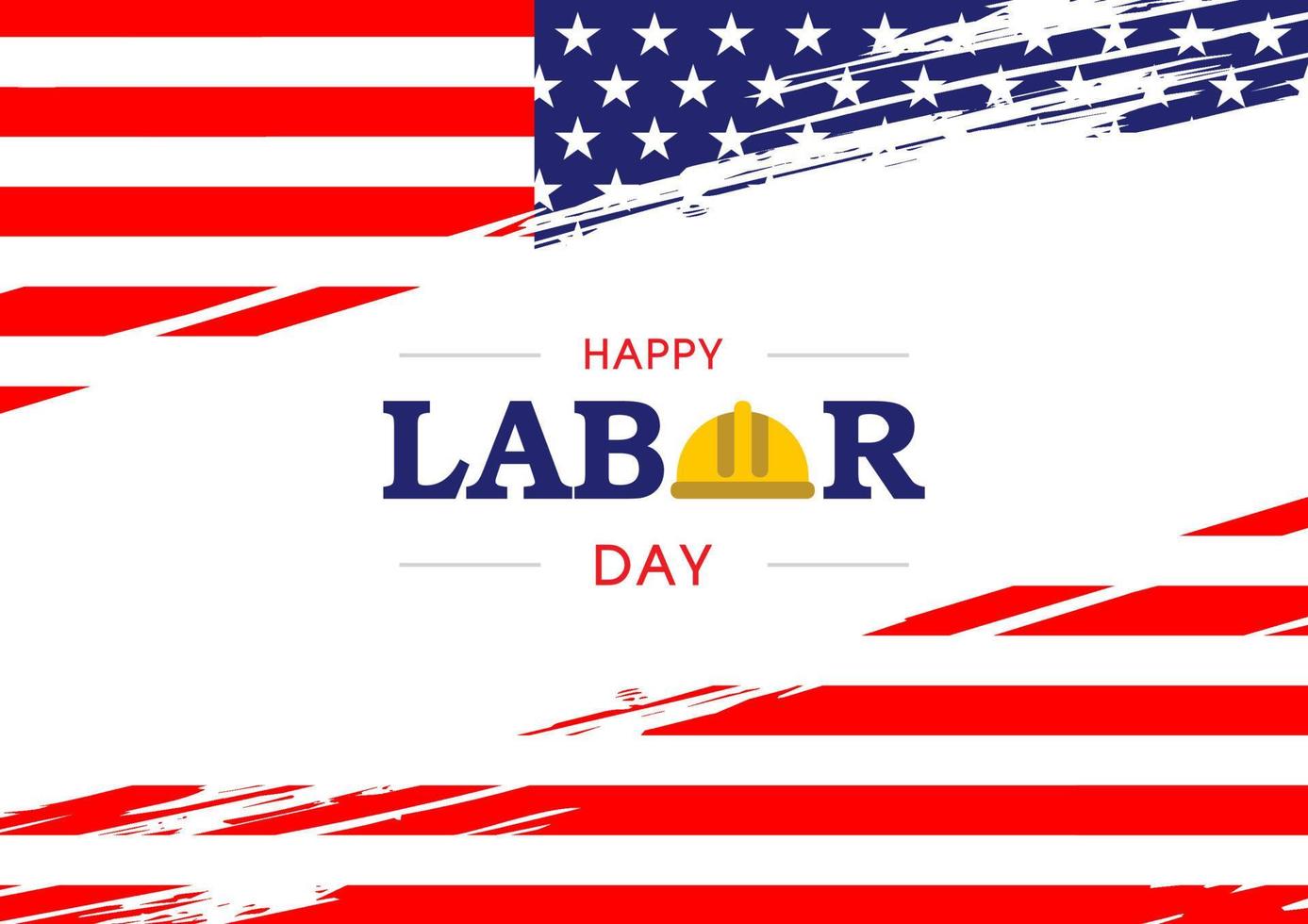 Happy Labor Day lettering creative design on white brush stoke style and the U.S.A flag background. vector