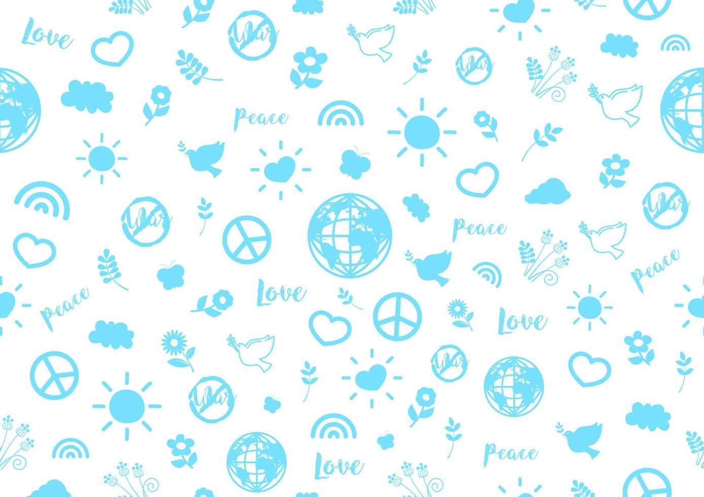 Peach day sign and symbols in blue color isolated on white background. Gifts wrap and wallpaper with seamless vector design of International Peach Day symbols.