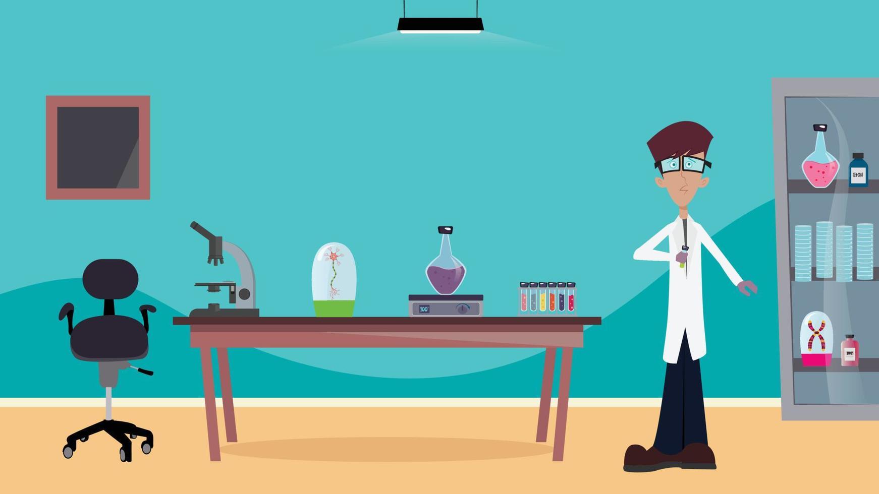 Male scientist running an experiment in a laboratory vector