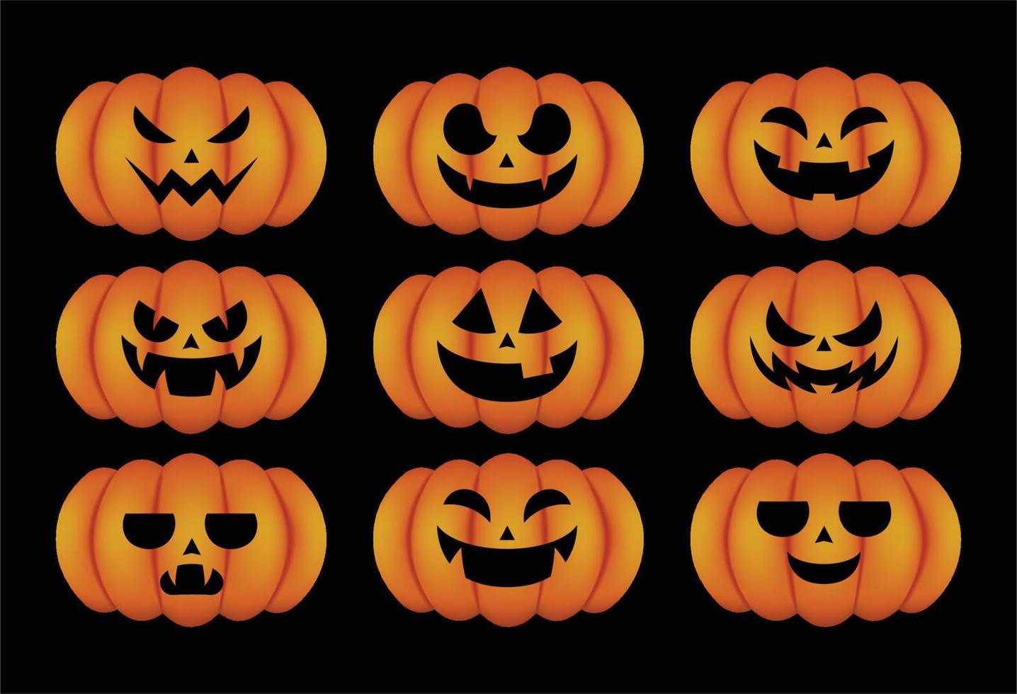 Set pumpkins for Halloween vector