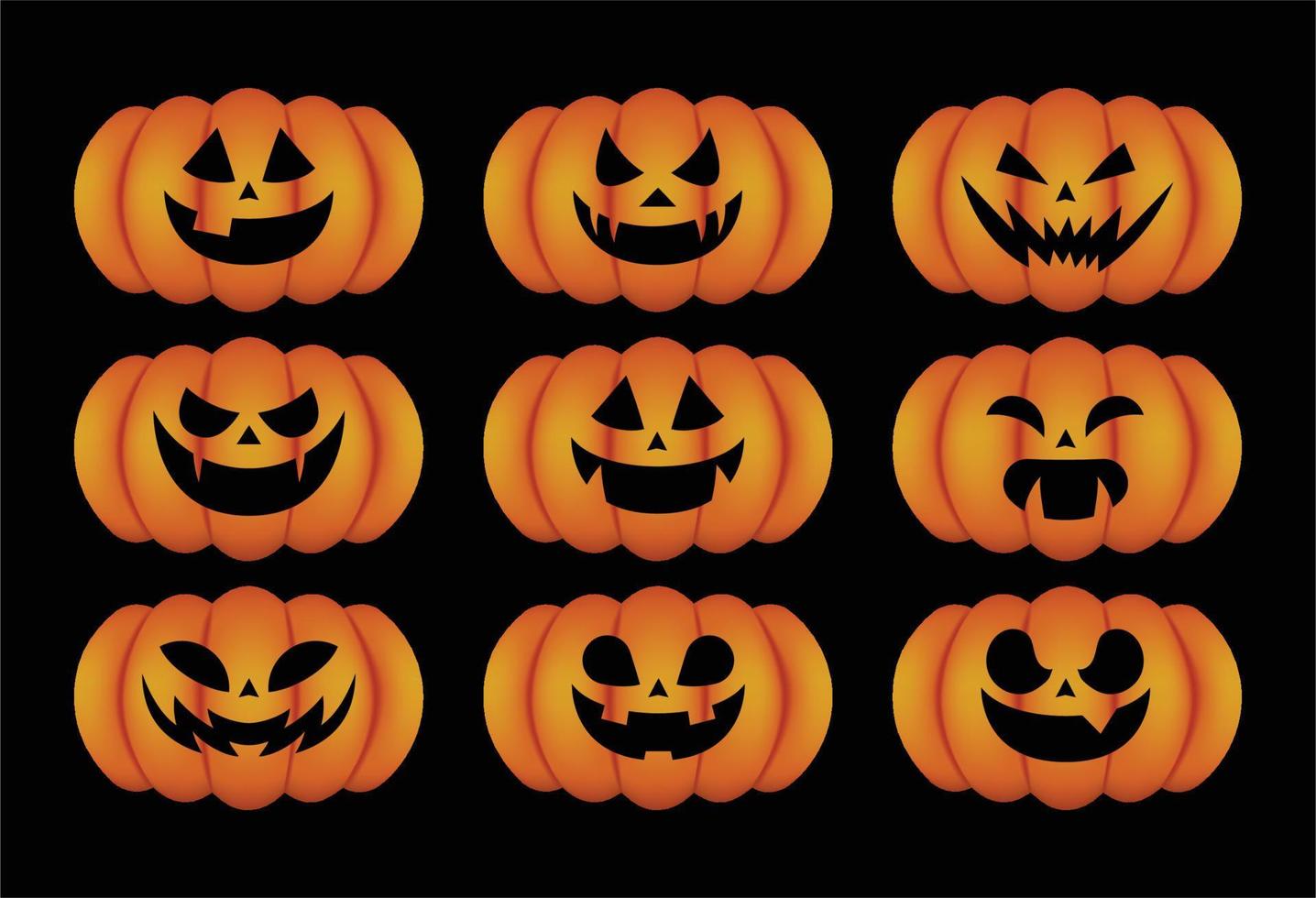 Set pumpkins for Halloween vector