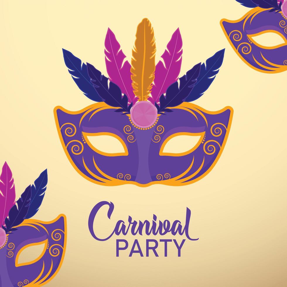 Carnival invitation greeting card with creative carnival mask vector