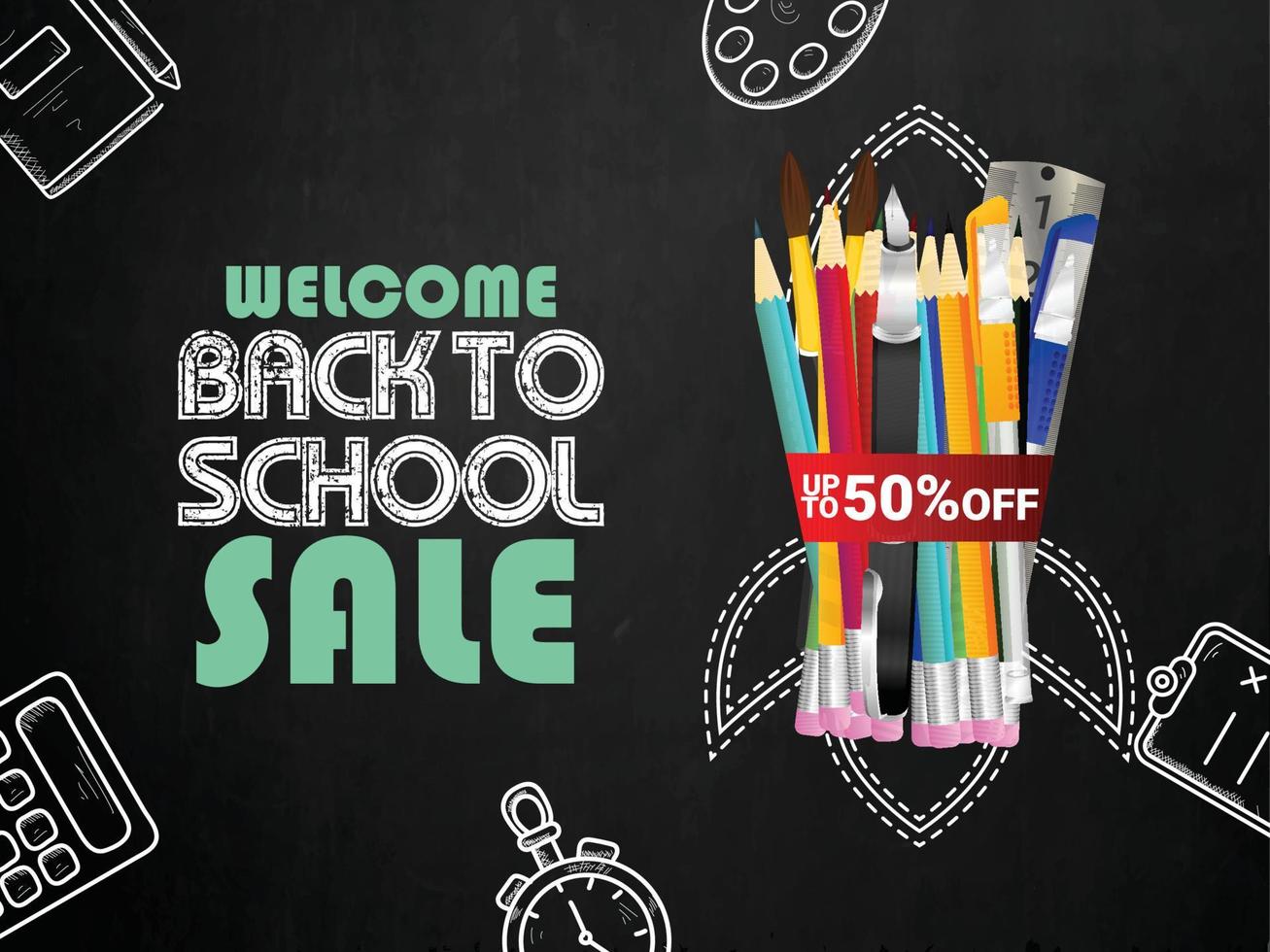 Realistic back to school template vector