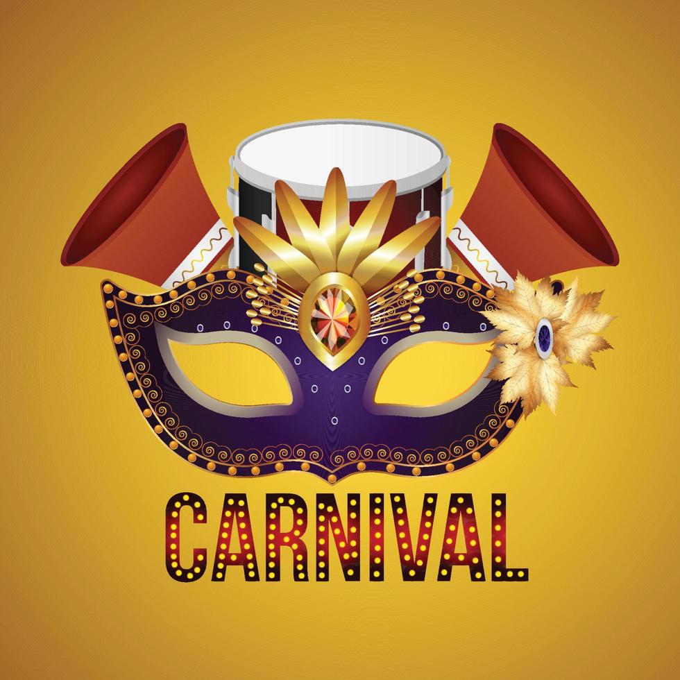 tarjeta de felicitación de invitación de carnaval con máscara de carnaval creativa vector